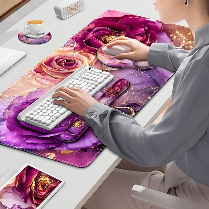 Gaming Mouse Pad, Large Desk Mat, Cute Desk Pad Protector, 4in1 XXL Mousepad + - Image 9