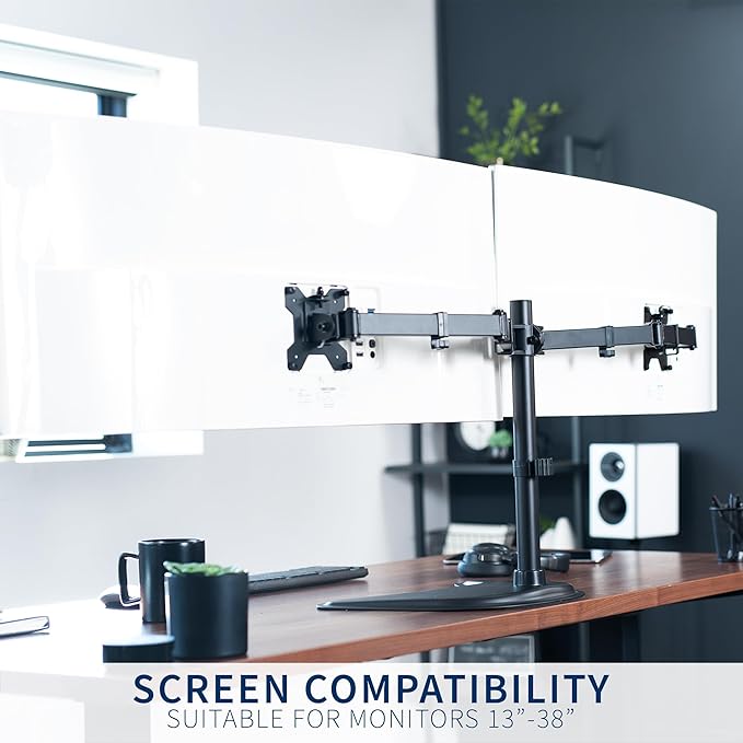 VIVO Dual Ultrawide Monitor Mount, Free-Standing Desk Stand - Image 8