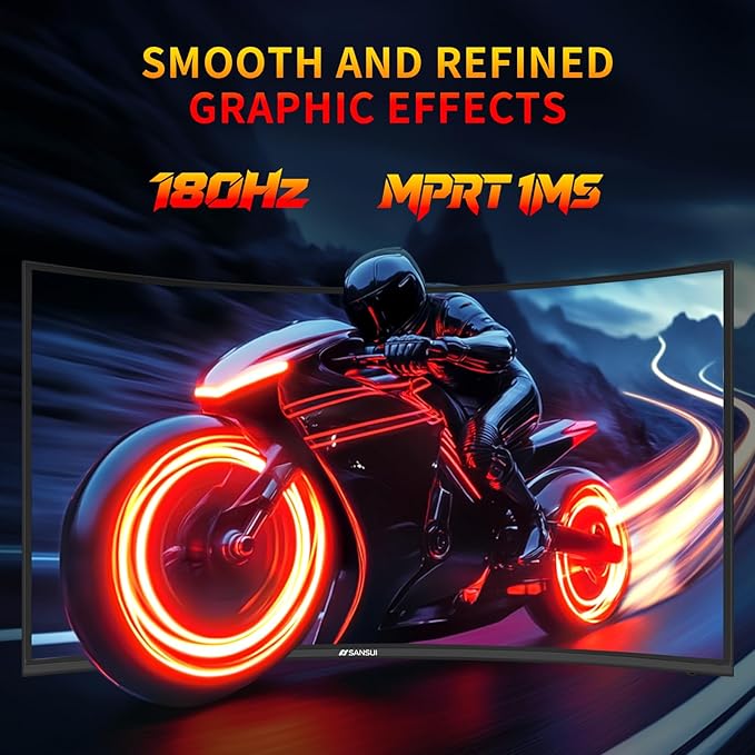 SANSUI 27 Inch WQHD 2560X1440 Curved Gaming Monitor, 180Hz MPRT 1ms Computer - Image 4