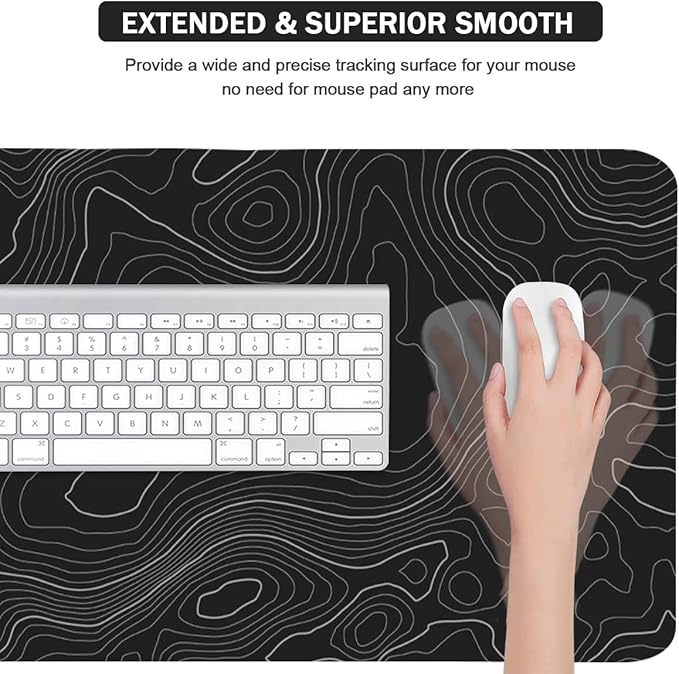 Topographic Mouse Pad, Extended Gaming, Desk Mat Laptop Waterproof Decor Writing - Image 5