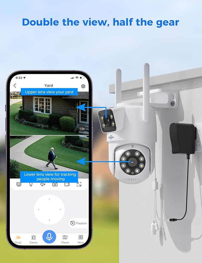 Hiseeu 2 Pack Wireless Security Camera 5G/2.4G WiFi Dual Lens PTZ Camera - Image 2