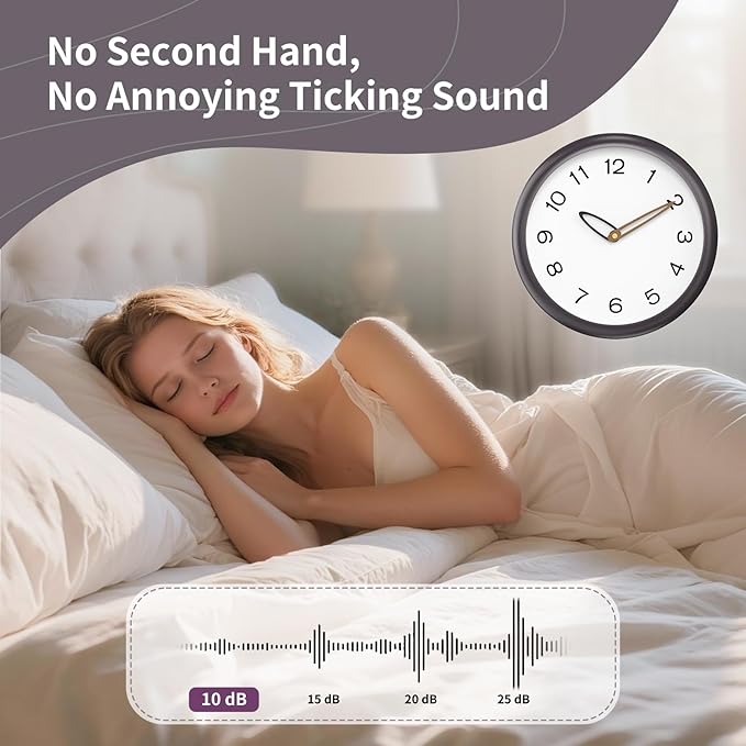 lanktoo Modern Wall Clock, Battery Operated, Tempered Glass, Bathroom - Image 5