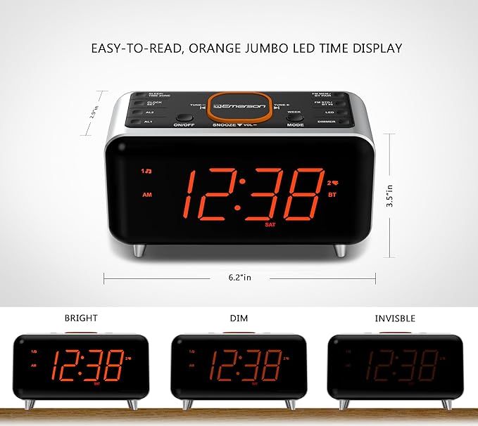Emerson CKS1521 SmartSet Bluetooth Dual Alarm Clock Radio - Image 9