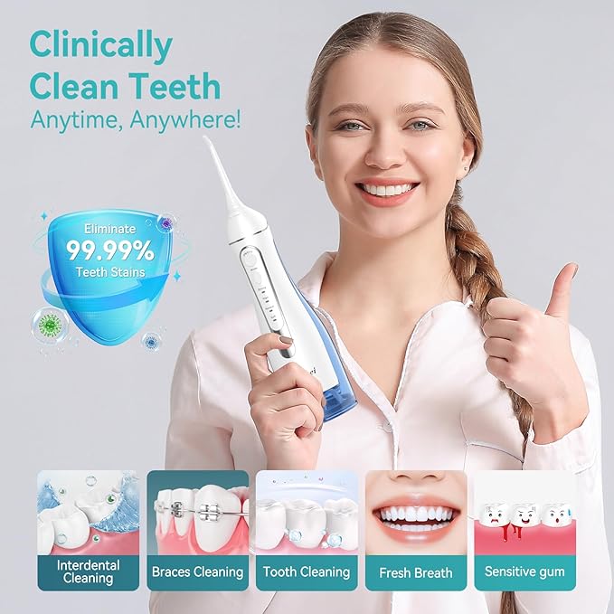 Water Dental Flossers for Teeth, 300ML Cordless Portable Electric Water Flosser - Image 5