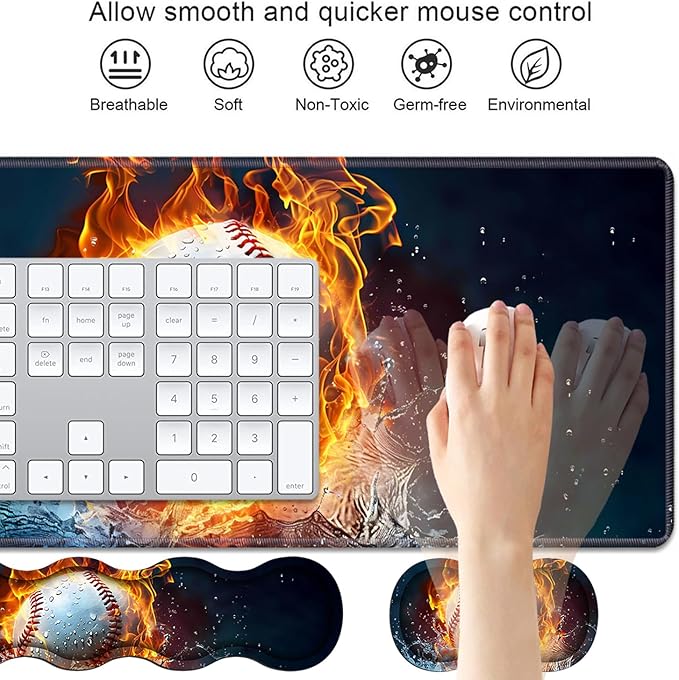 4 in 1 Ergonomic Keyboard Wrist Rest & Mouse Pad Wrist Rest Set, Large XXL - Image 3