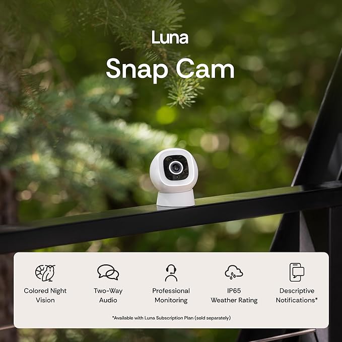 Luna 2K QHD Security Camera Indoor/Outdoor, Wired IP65 2, 4GHz WiFi Camera - Image 2