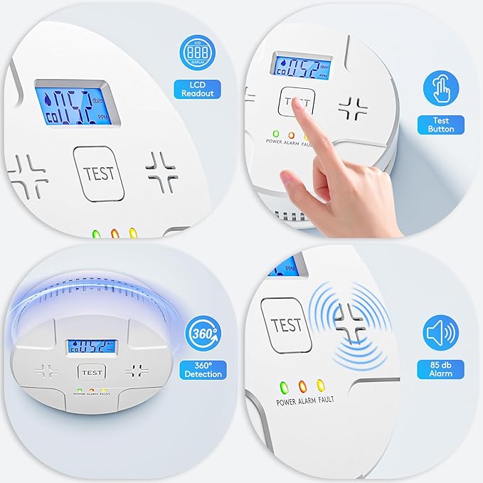 2 in 1, Combination Smoke and Carbon Monoxide Alarm, Detect CO, 85 dB Alert - Image 6