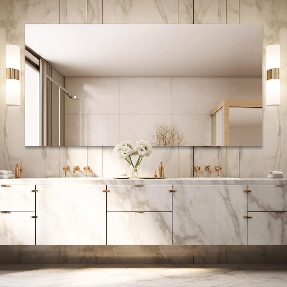 Mirrorons Large Mirror 72" x 36", Modern Rectangle Bathroom Mirror