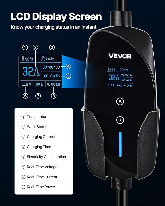 VEVOR Level 2 EV Charger, 32 Amp Adjustable Current, 240V Electric Vehicle - Image 5
