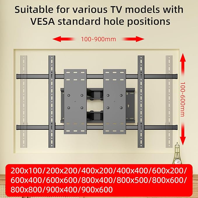 HILLPORT 98 100 TV Wall Mount 86 90 110 120 inch Full Motion Ultrathin Bracket - Image 2