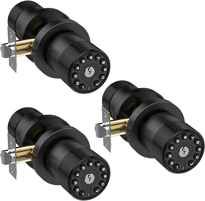 BOTHSTAR 3 Pack Black Key Alike Keyless Electronic Door Knobs by BOTHSTAR