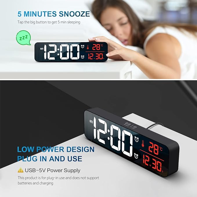 Hournor Digital Clock for Bedroom, Digital Wall Clock for Living Room Decor - Image 7