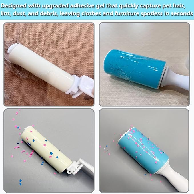 Reusable Washable Lint Roller 4 Pack, Sticky Gel Lint Rollers, Cat Dog Pet Hair - Image 4