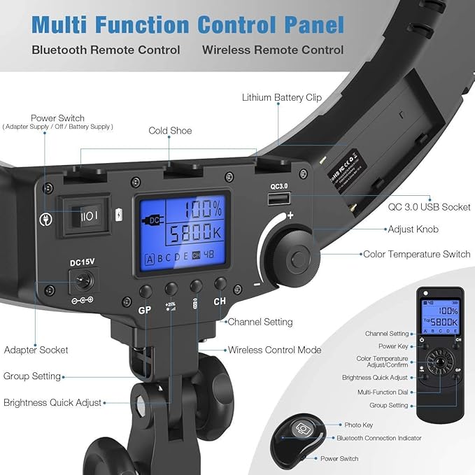 IVISII 19 inch Ring Light with Remote Controller and Stand ipad Holder - Image 5