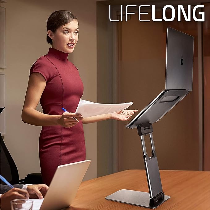 Laptop Stand for Desk, Ergonomic Sit to Stand Laptop Holder Convertor, - Image 2