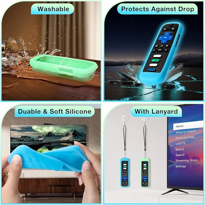 Cover-Case-for-Roku-Remote, Glow-in-The-Dark Silicone Protective Sleeve Skin - Image 4