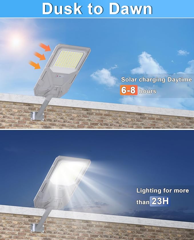 JAYNLT X-8500W Solar Street Lights, 6500K Commercial Parking Lot Light Dusk to - Image 2