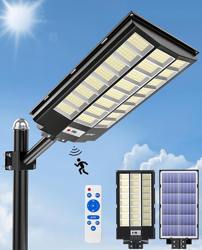 JAYNLT Y-8600W Solar Street Lights Outdoor, 6500K Commercial Parking Lot Light by JAYNLT