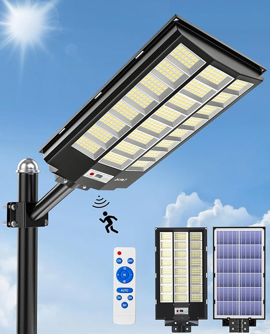 JAYNLT Y-8600W Solar Street Lights Outdoor, 6500K Commercial Parking Lot Light by JAYNLT