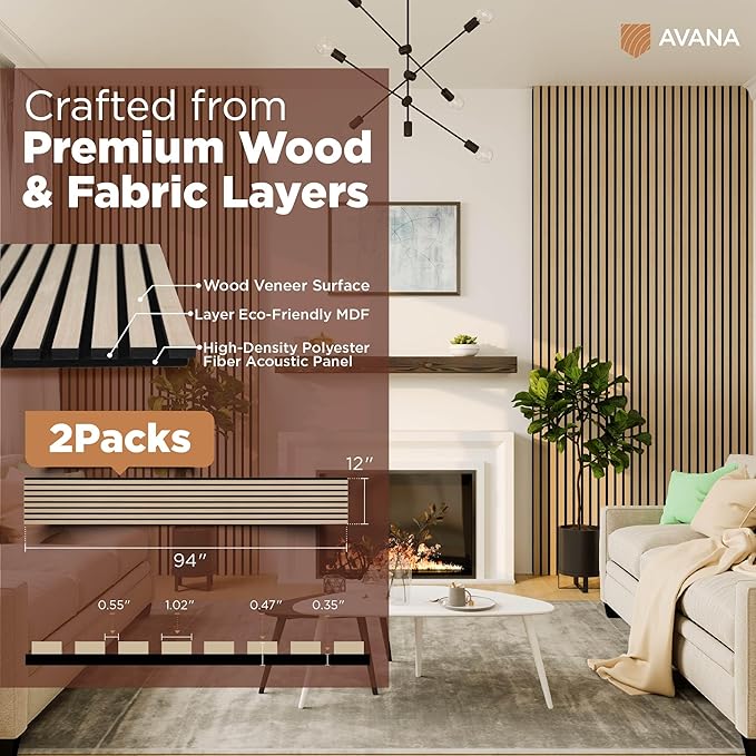 Avana Acoustic Wood Wall Panels – 94.4 x 12.6 Inch White Oak Acoustic Panels 2 - Image 4
