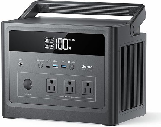 DaranEner Portable Power Station 600W, 576Wh LiFePO4 Battery Backup, Solar by DaranEner