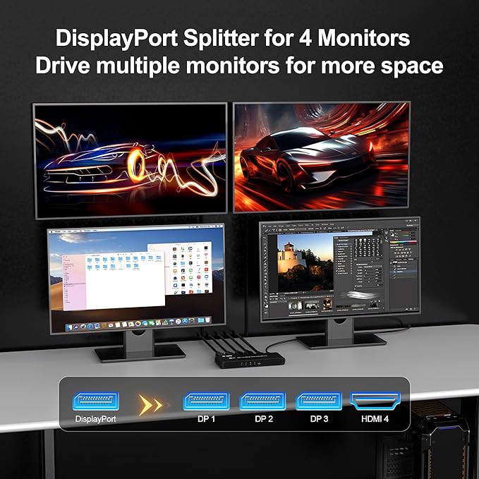 DisplayPort Splitter for 4 Monitors, Three DP - Image 3