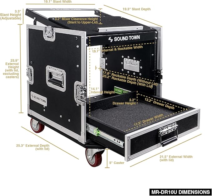 Sound Town 10U PA DJ Pro Audio Rack/Road ATA Case - Image 7
