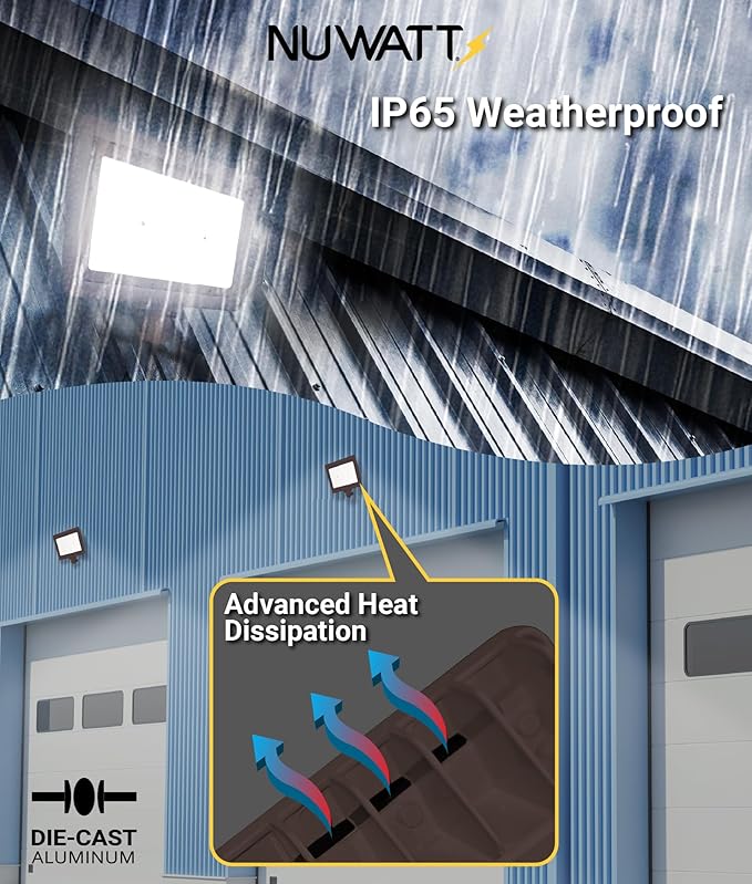 NUWATT 15W LED Flood Light, 3CCT 3000K/4000K/5000K Selectable, IP65 Waterproof - Image 3