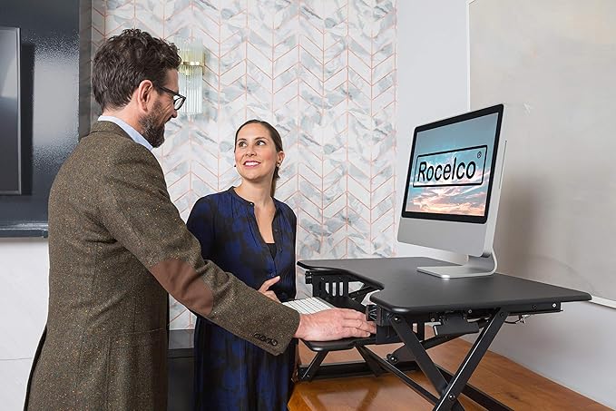 Rocelco 32" Height Adjustable Standing Desk Converter - Image 4