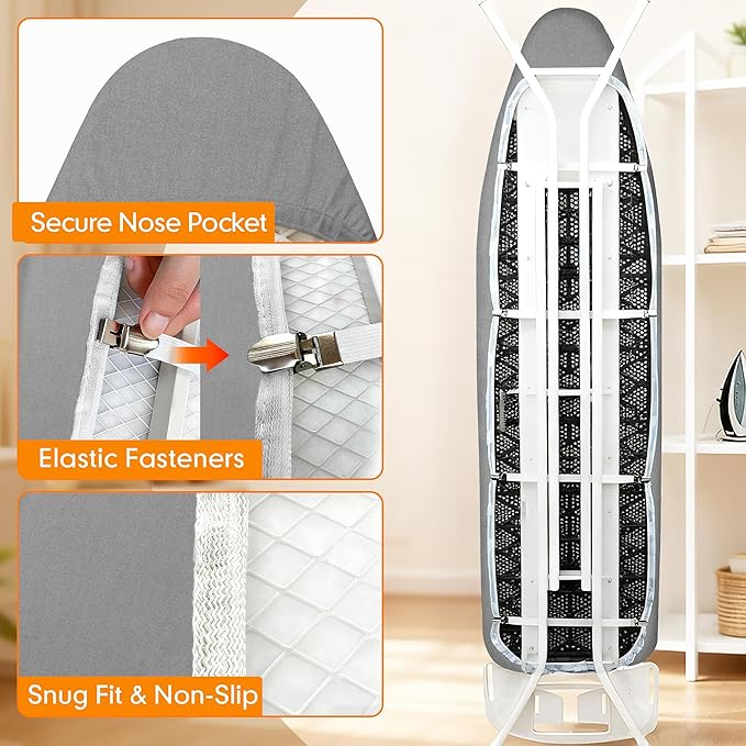 Ironing Board Cover and Pad, 21x54 Extra Large Thick Iron Padding, Scorch & - Image 5