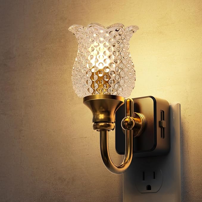 L LOHAS LED Night Lights Plug into Wall, 3000K Soft White LED Floral Night by LLOHASLED