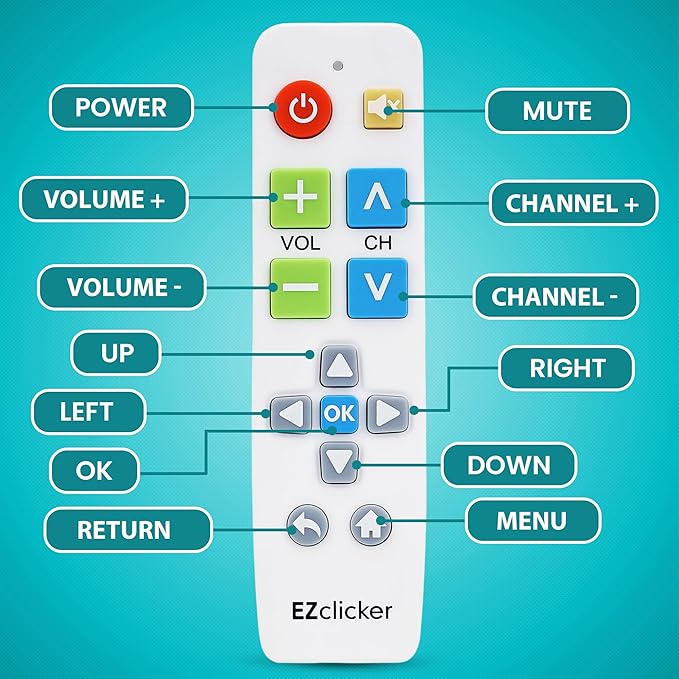 EZclicker Plus Big Button Universal TV Remote Simple Easy to Use, Works - Image 4