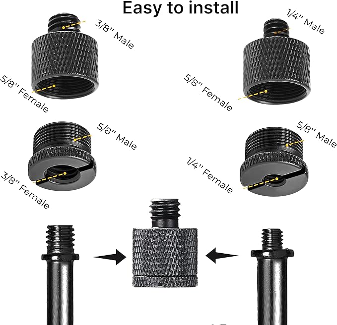 IXTECH Mic Stand Adapter Set 8 pieces Metal Microphone Stand Screw Thread - Image 4