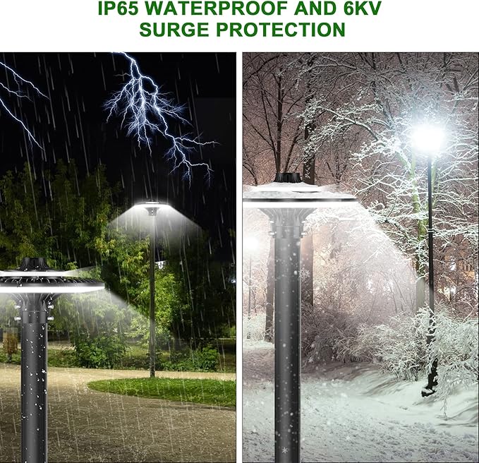 100W LED Post Top Light with Photocell, 14000Lm 5000K Circular Area Pole Lights - Image 3