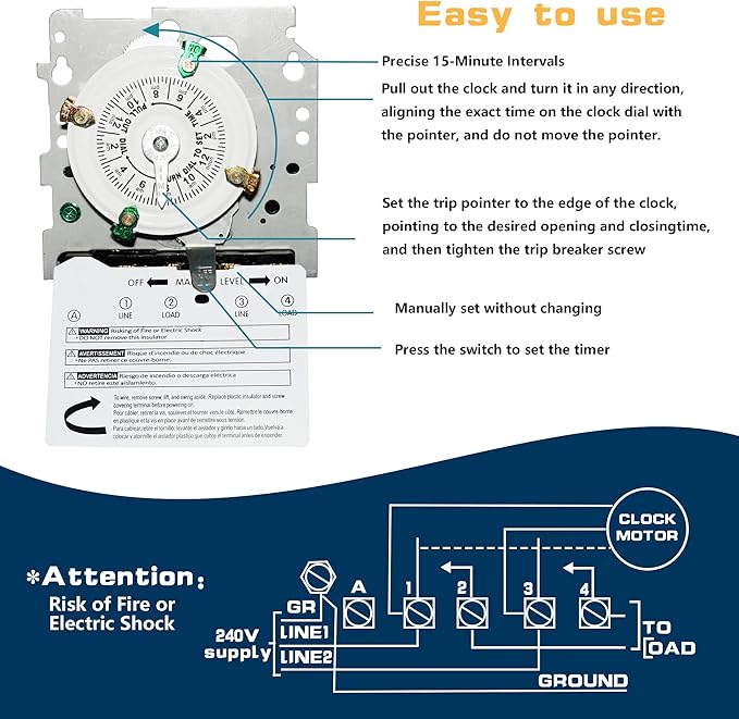 T104M Electromechanical Timer Switch Versatile Scheduling Manual Override - Image 3
