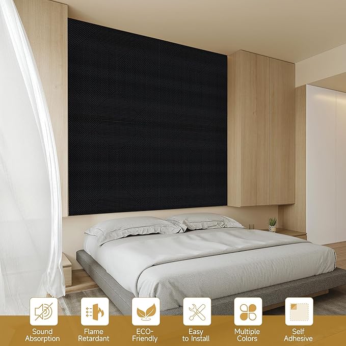 Autorific Acoustic Wall Panels, 6 Pack Total Size 72 x 48 Inches, Self-Adhesive - Image 8
