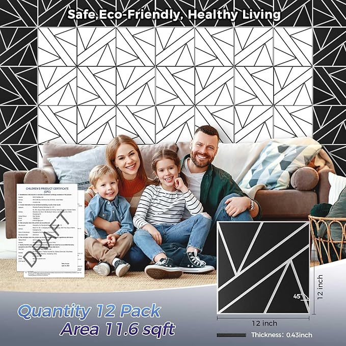 12 Pack 2-Layer Soundproof Wall Panels, 0.9lb/ft* High Density, Thicker 0.43 in - Image 2