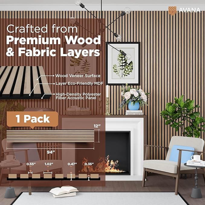 Avana Modern Acoustic Wood Wall Panels – 94.4 X 12.6 Inch White Oak Acoustic - Image 4