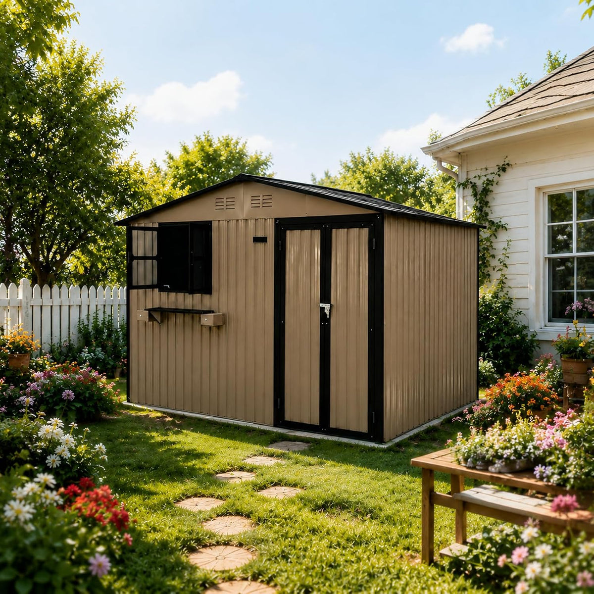 10x8 ft outdoor storage shed with 2 clear, main product view