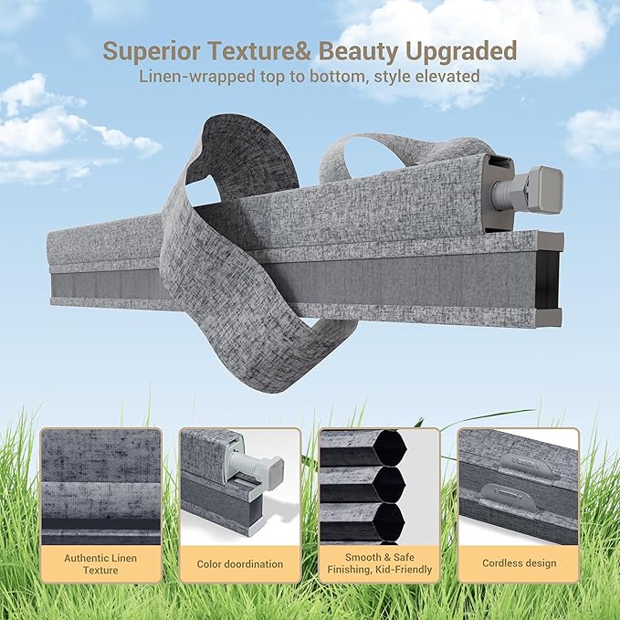 Boolegon No Drill No Tools Cellular Shades Top Down Bottom Up Honeycomb Blinds - Image 2