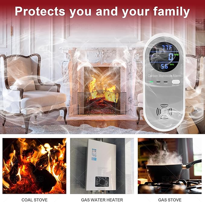 Plug in Carbon Monoxide Detector, Carbon Monoxide Alarm, 3-in-1 Real-time - Image 5