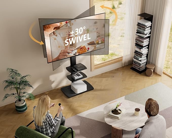 FITUEYES TV Floor Stand for Living Room Bedroom, Tall TV Stands - Image 3