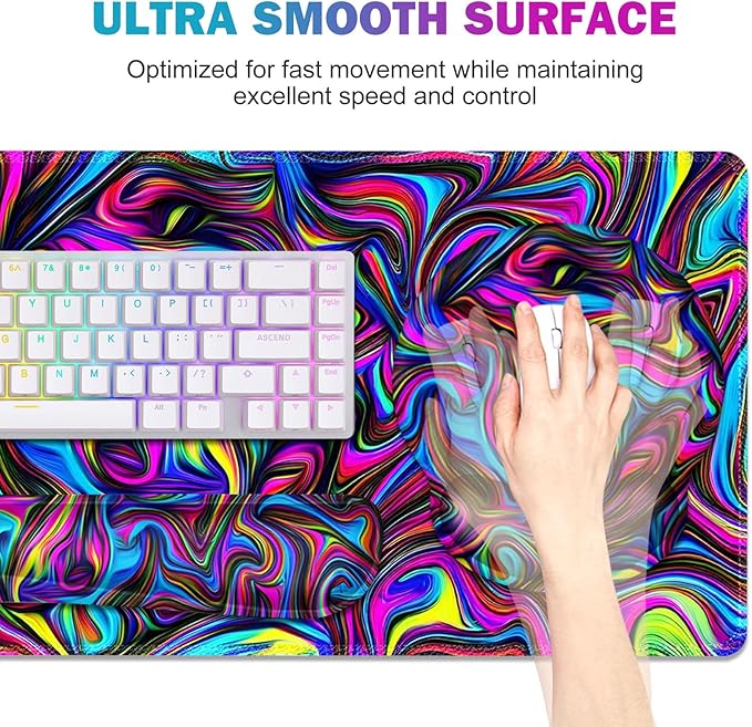Gaming Mouse Pad, Large Desk Mat, Cute Desk Pad Protector, 4in1 XXL Mousepad + - Image 4