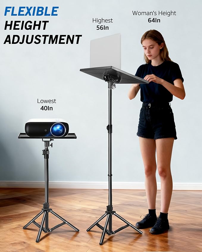 Lusweimi Projector Stand Tripod, 56 Inch Height Adjustable Laptop Stand - Image 3