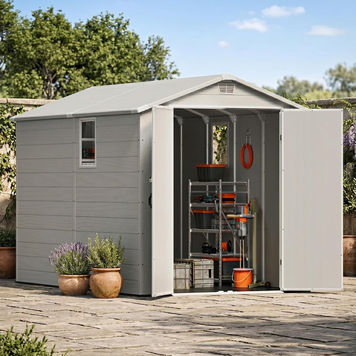 devoko 6x10 ft plastic storage shed with floor, main product view