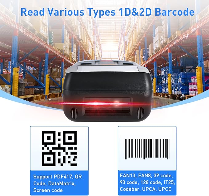 JRHC Wireless Barcode Scanner, Portable Inventory Scanner 1D 2D&PDF417 Data - Image 5