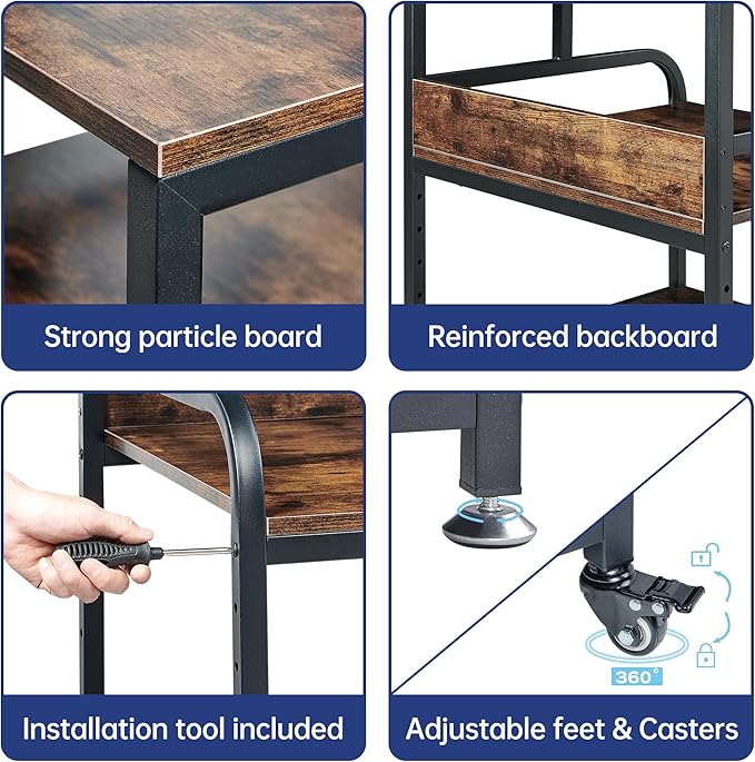 Fannova 23.6" Deep Extra Large Printer Stand, 3 Tier Printer Table - Image 8