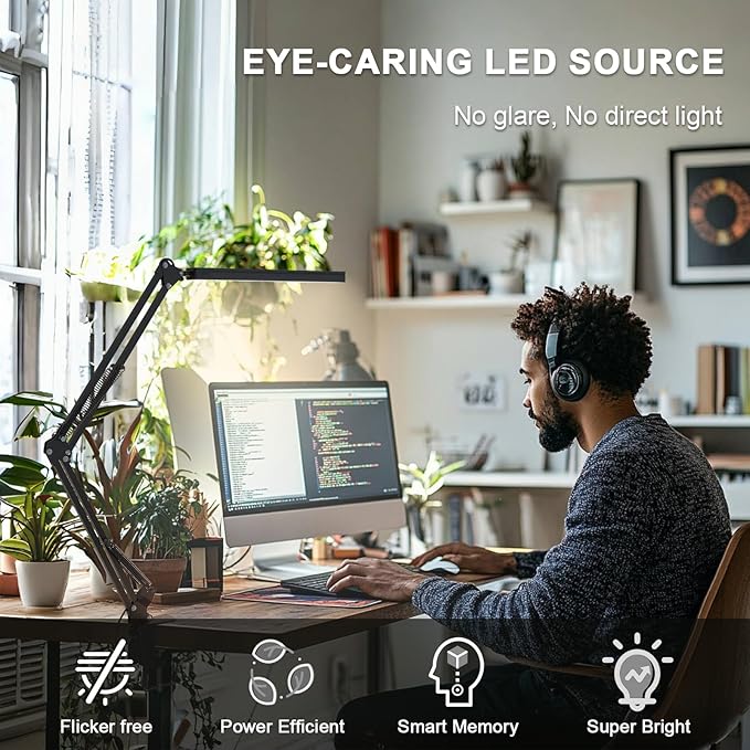 TROPICALTREE LED Desk Lamp for Home Office, Clamp-On - Image 3