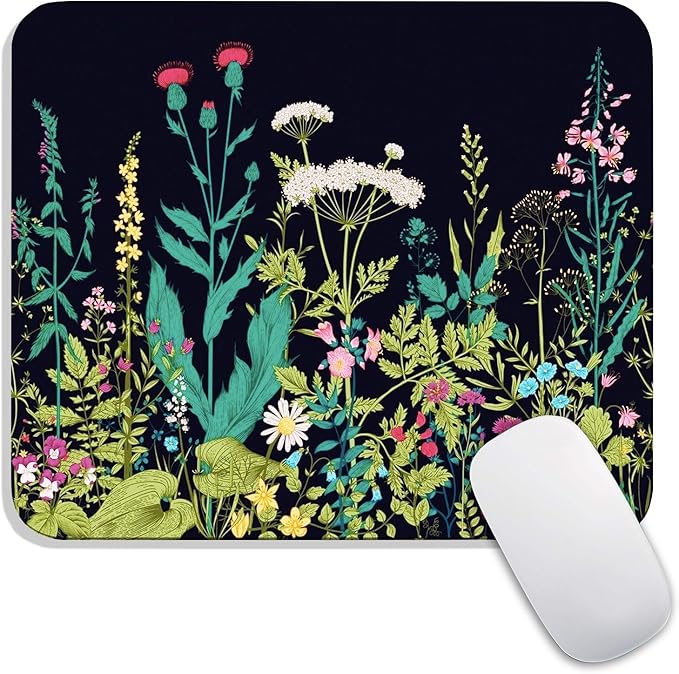 Armanza Square Mouse Pad Midnight Flowers, Personalized Premium-Textured Custom by Armanza
