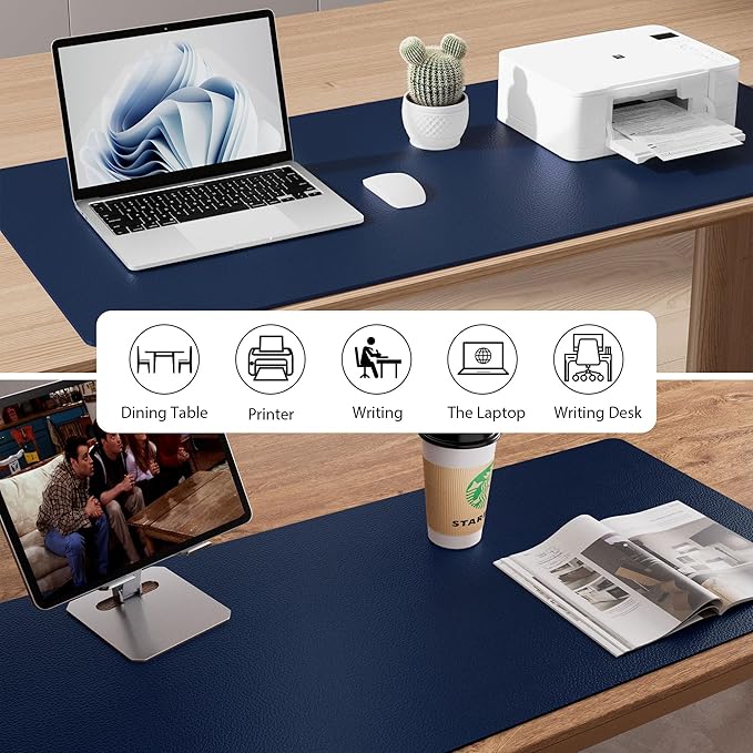 Aothia Leather Desk Pad Protector, Mouse Pad, Office Desk Mat, Non-Slip PU - Image 5
